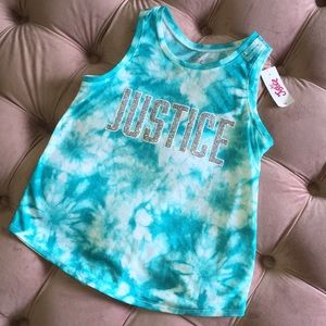 Justice girls tie dye blue tank top shirt 8
